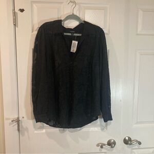 Torrid sheer dark feminine fairy goth textured floral button-up blouse sz 2X NWT